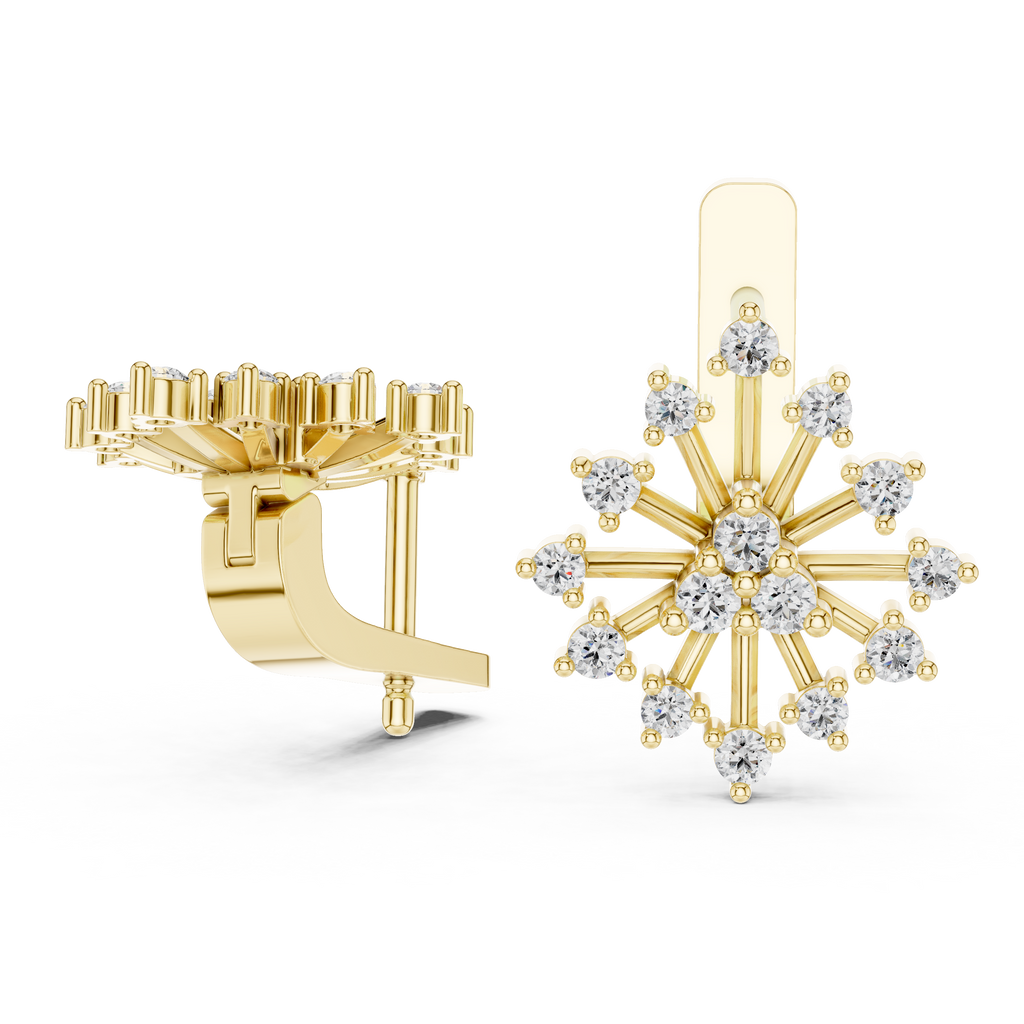 Moderne Diamant-Creolen für Damen | Funkelnde florale Diamant-Creolen
