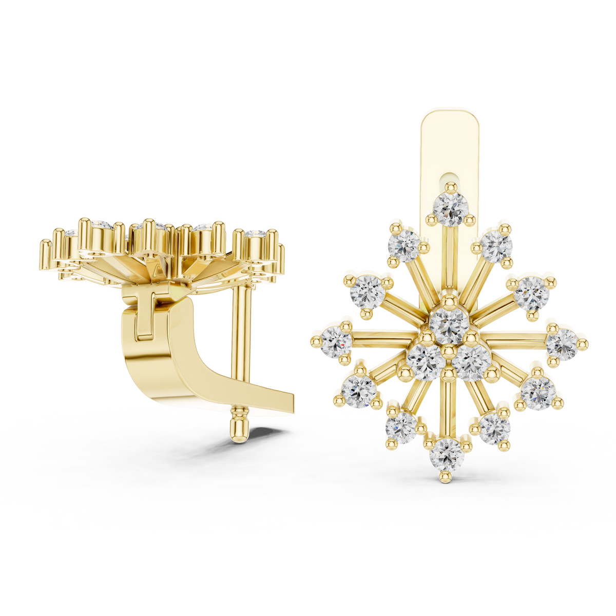 Moderne Diamant-Creolen für Damen | Funkelnde florale Diamant-Creolen