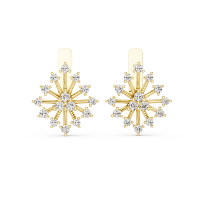 Modern Diamond Hoop Earrings for Women | Sparkling Floral Diamond Hoops