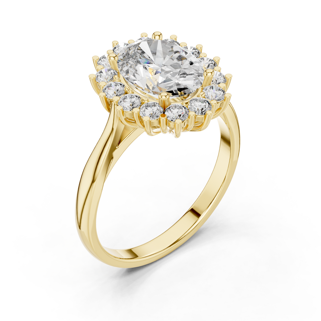 A Brilliant Round Diamond in a Sculptural Sunburst