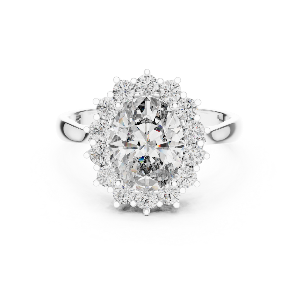 A Brilliant Round Diamond in a Sculptural Sunburst