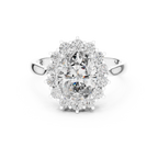 A Brilliant Round Diamond in a Sculptural Sunburst