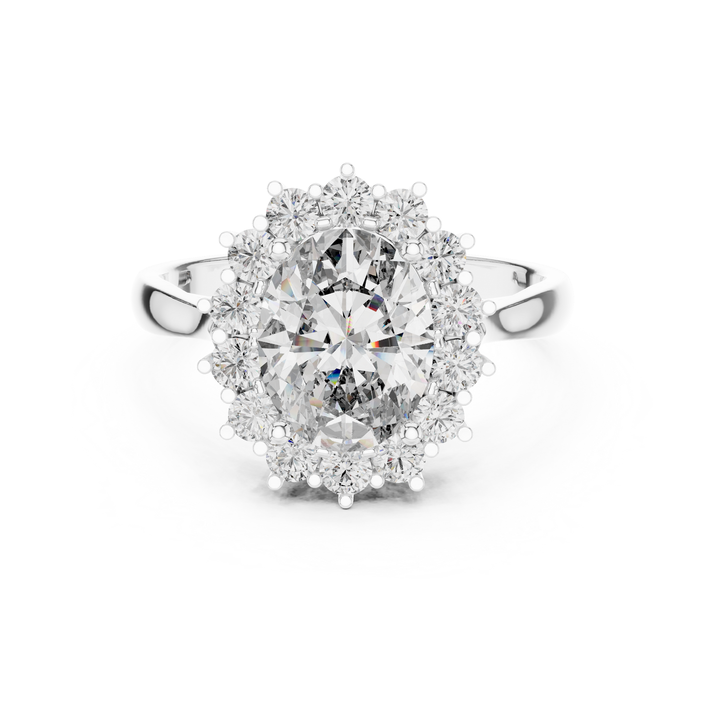 A Brilliant Round Diamond in a Sculptural Sunburst