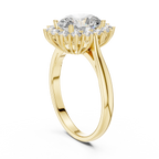A Brilliant Round Diamond in a Sculptural Sunburst