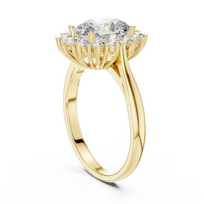 A Brilliant Round Diamond in a Sculptural Sunburst