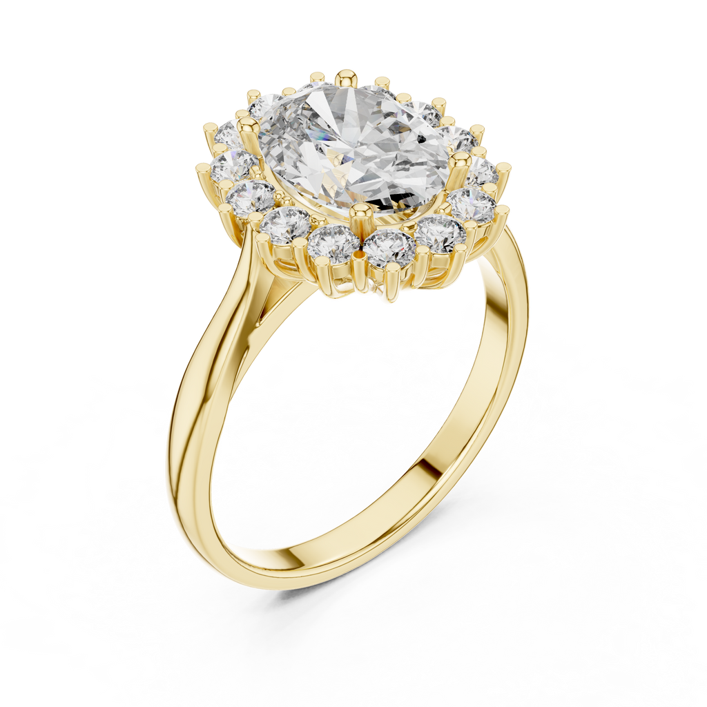 A Brilliant Round Diamond in a Sculptural Sunburst
