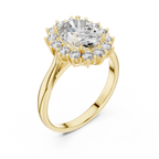 A Brilliant Round Diamond in a Sculptural Sunburst