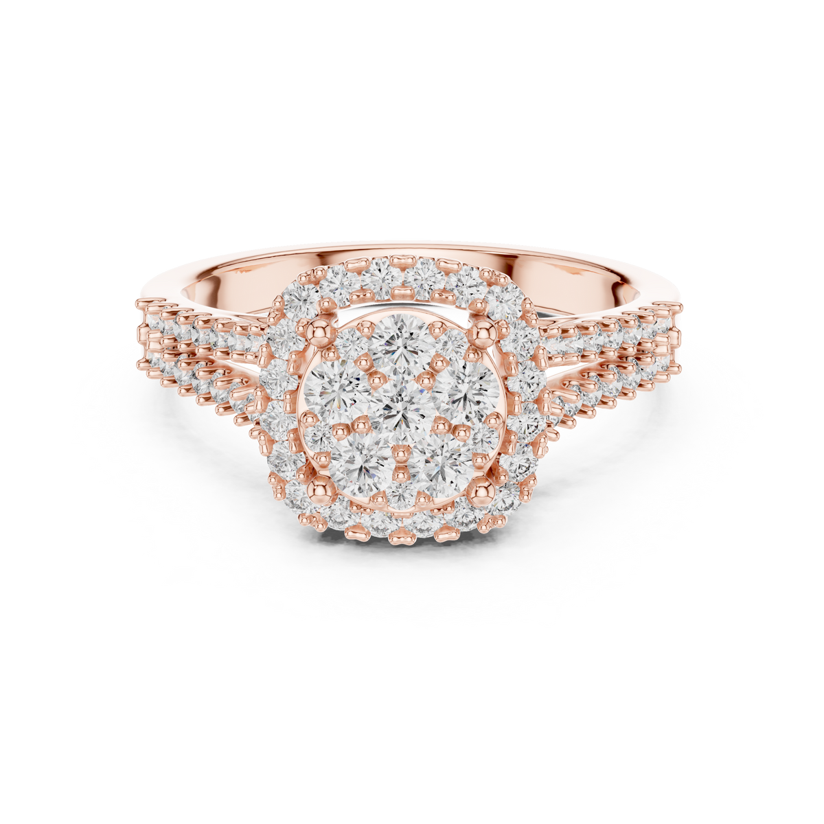 A Brilliant Diamond Cluster with a Cushion