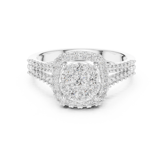 A Brilliant Diamond Cluster with a Cushion