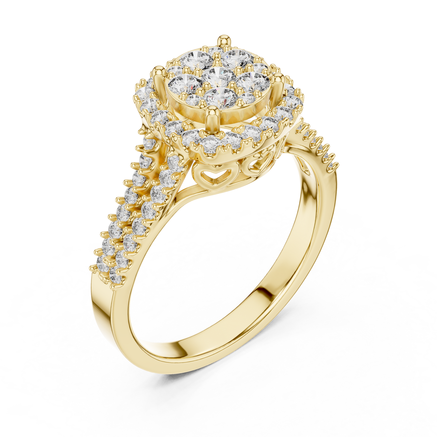 A Brilliant Diamond Cluster with a Cushion