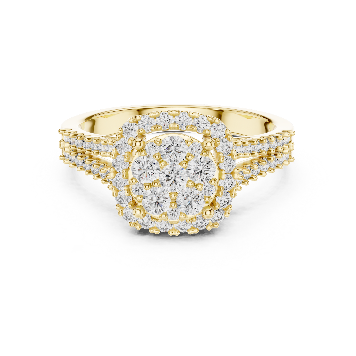 A Brilliant Diamond Cluster with a Cushion