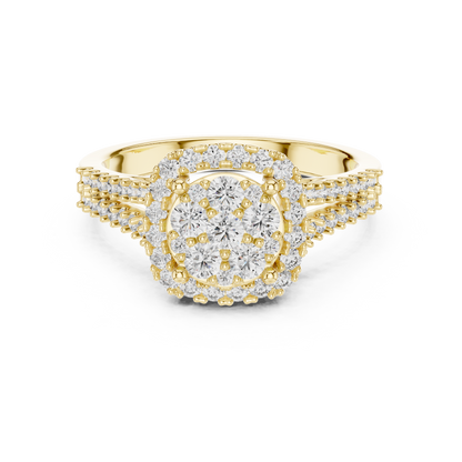 A Brilliant Diamond Cluster with a Cushion