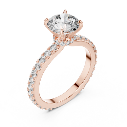 A Round Brilliant Solitaire on a Delicate Hand-Set Band