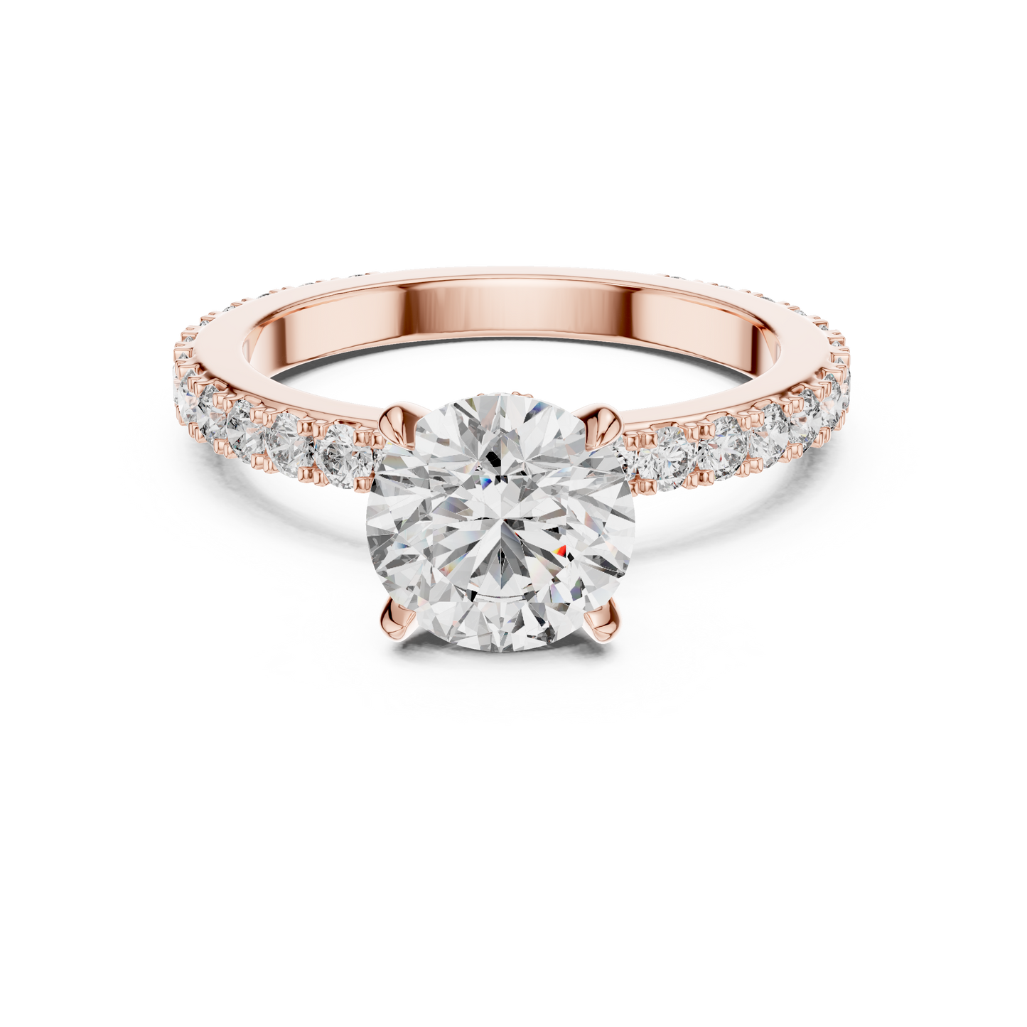 A Round Brilliant Solitaire on a Delicate Hand-Set Band