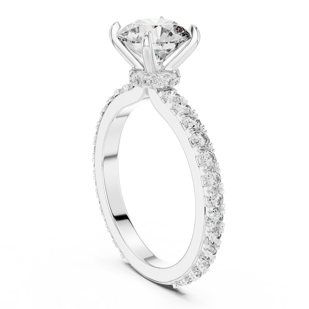 A Round Brilliant Solitaire on a Delicate Hand-Set Band