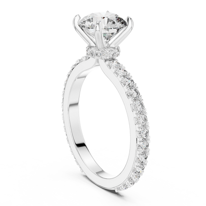 A Round Brilliant Solitaire on a Delicate Hand-Set Band