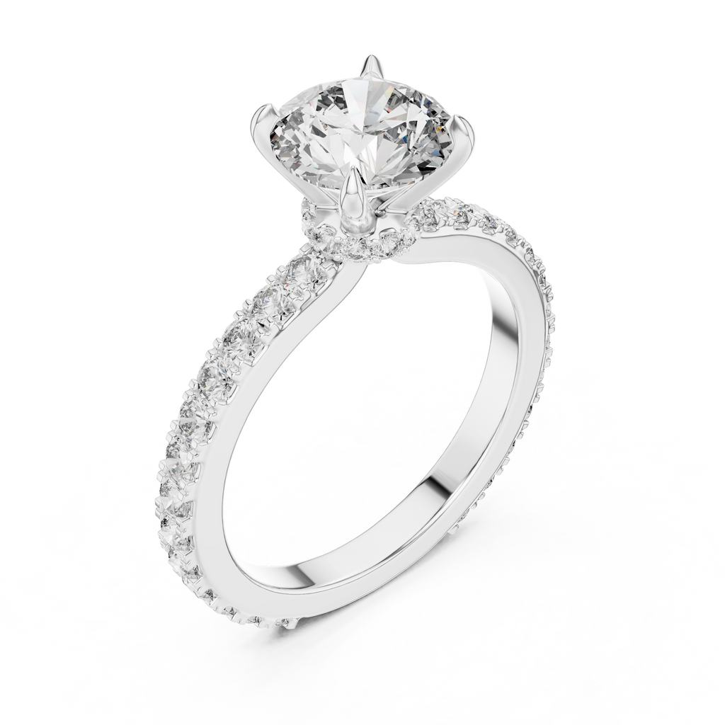 A Round Brilliant Solitaire on a Delicate Hand-Set Band