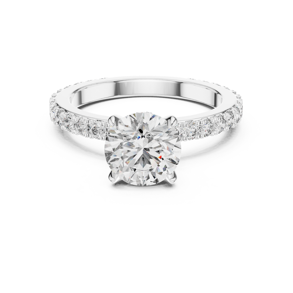 A Round Brilliant Solitaire on a Delicate Hand-Set Band