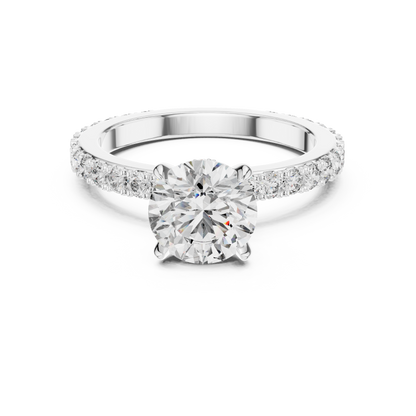 A Round Brilliant Solitaire on a Delicate Hand-Set Band