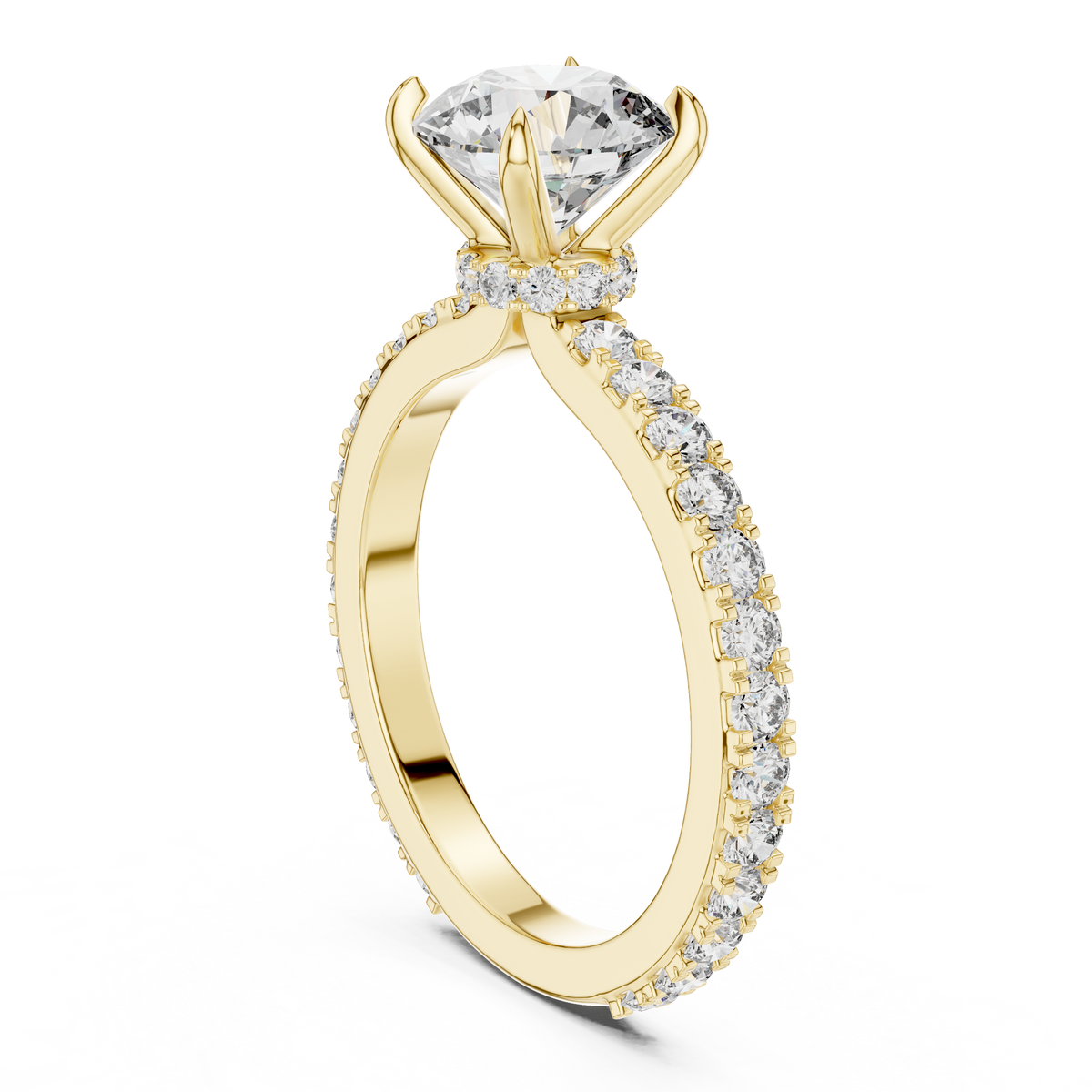 A Round Brilliant Solitaire on a Delicate Hand-Set Band