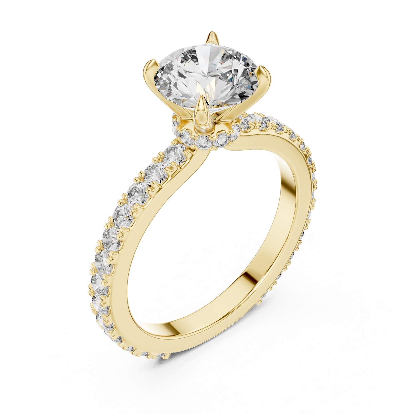 A Round Brilliant Solitaire on a Delicate Hand-Set Band