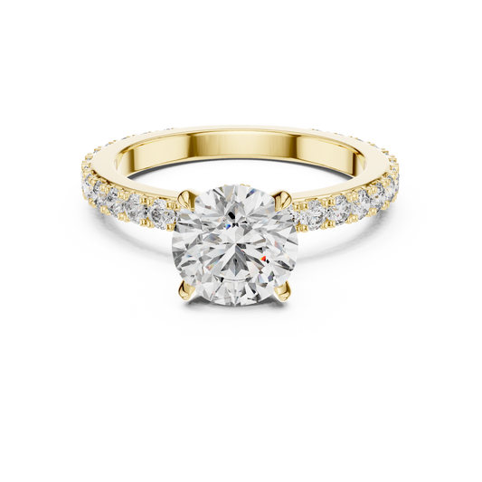 A Round Brilliant Solitaire on a Delicate Hand-Set Band
