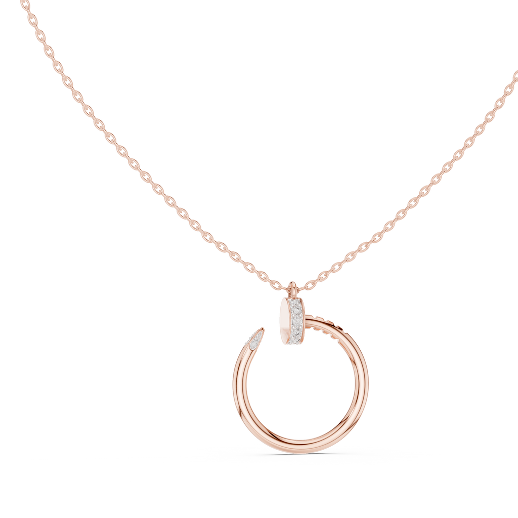 Stylish Open Ring Diamond Pendant Necklace for Women