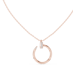 Stylish Open Ring Diamond Pendant Necklace for Women