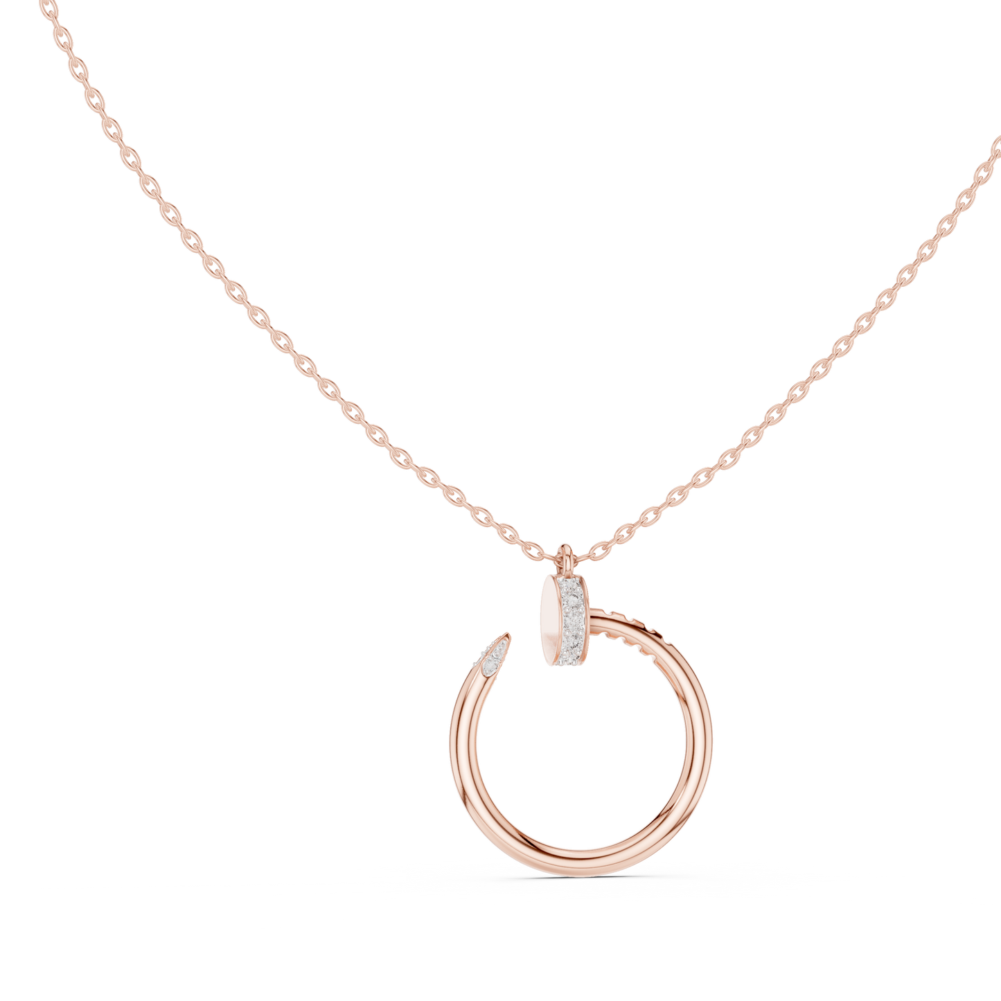 Stylish Open Ring Diamond Pendant Necklace for Women