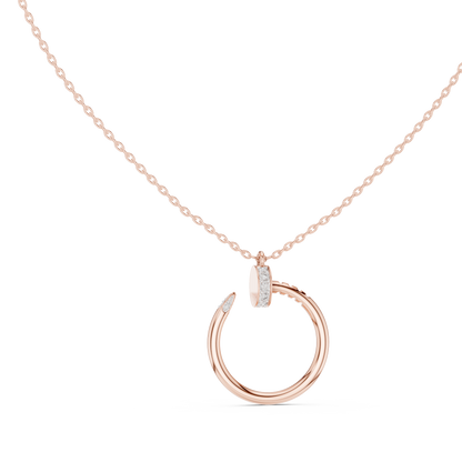 Stylish Open Ring Diamond Pendant Necklace for Women