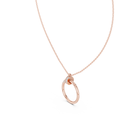 Stylish Open Ring Diamond Pendant Necklace for Women