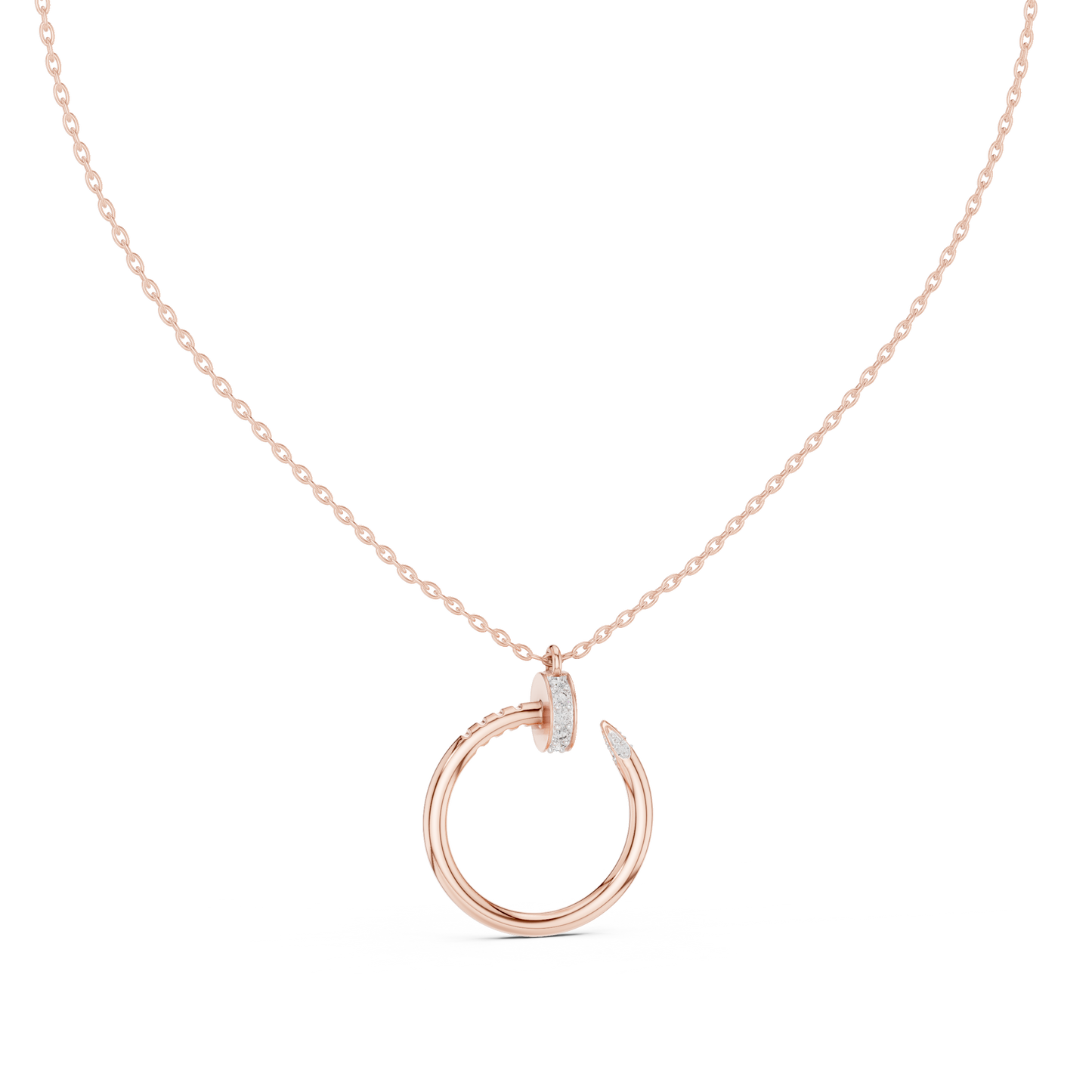 Stylish Open Ring Diamond Pendant Necklace for Women