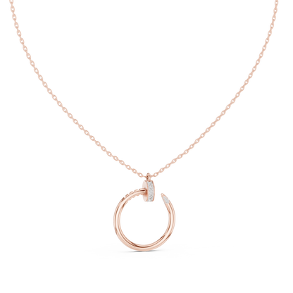 Stylish Open Ring Diamond Pendant Necklace for Women