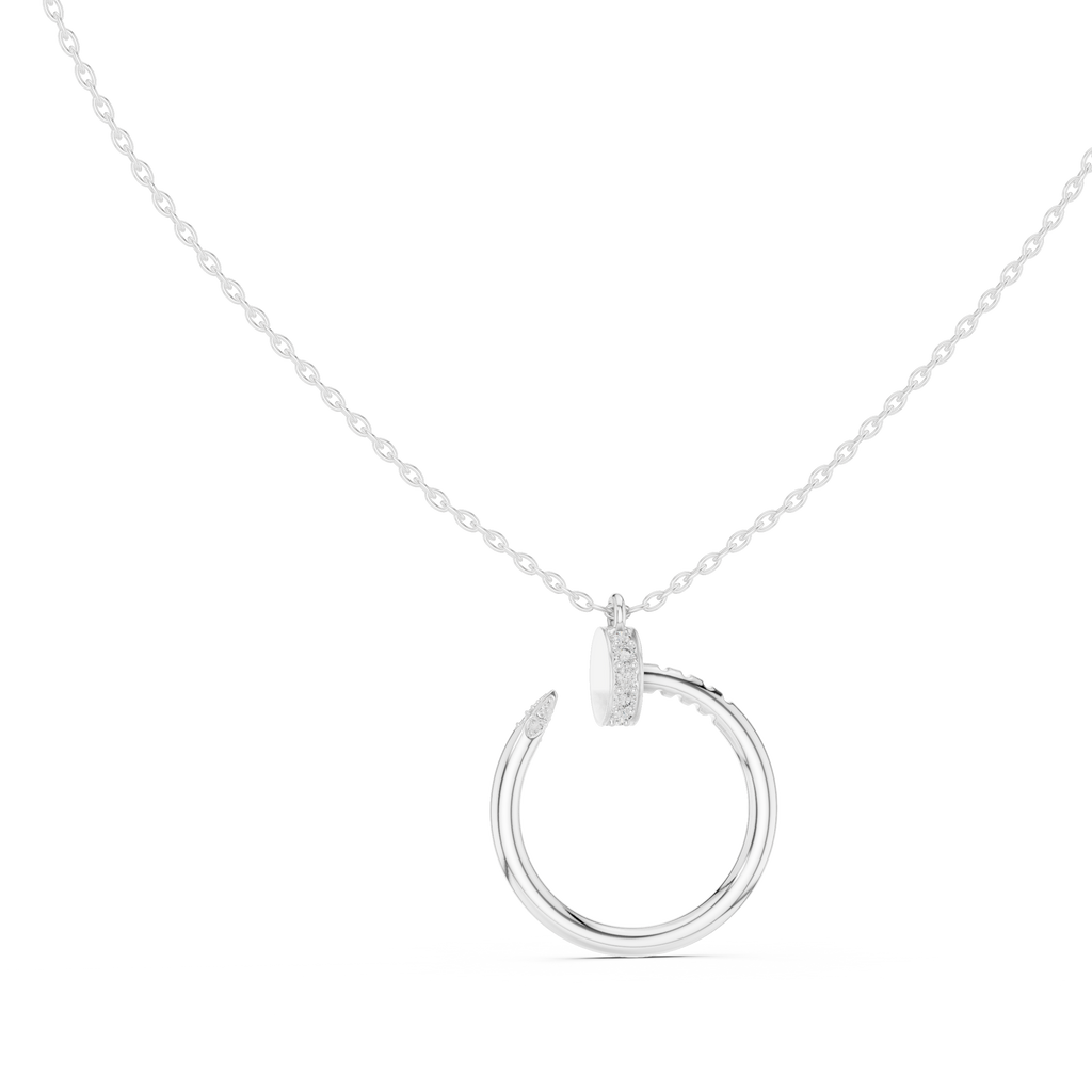 Stylish Open Ring Diamond Pendant Necklace for Women