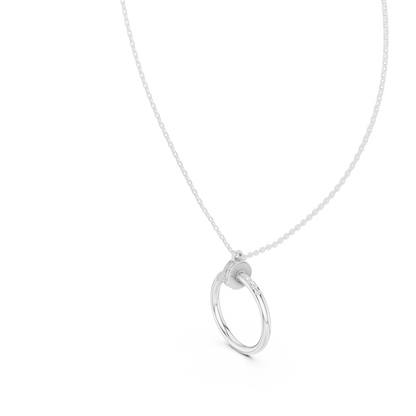 Stylish Open Ring Diamond Pendant Necklace for Women