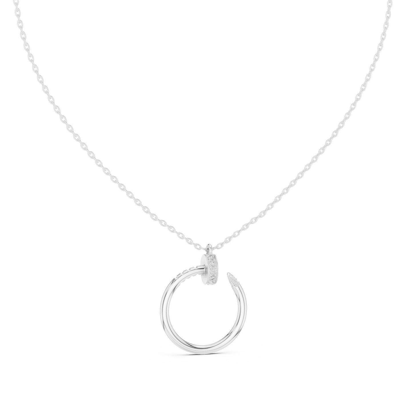 Stylish Open Ring Diamond Pendant Necklace for Women