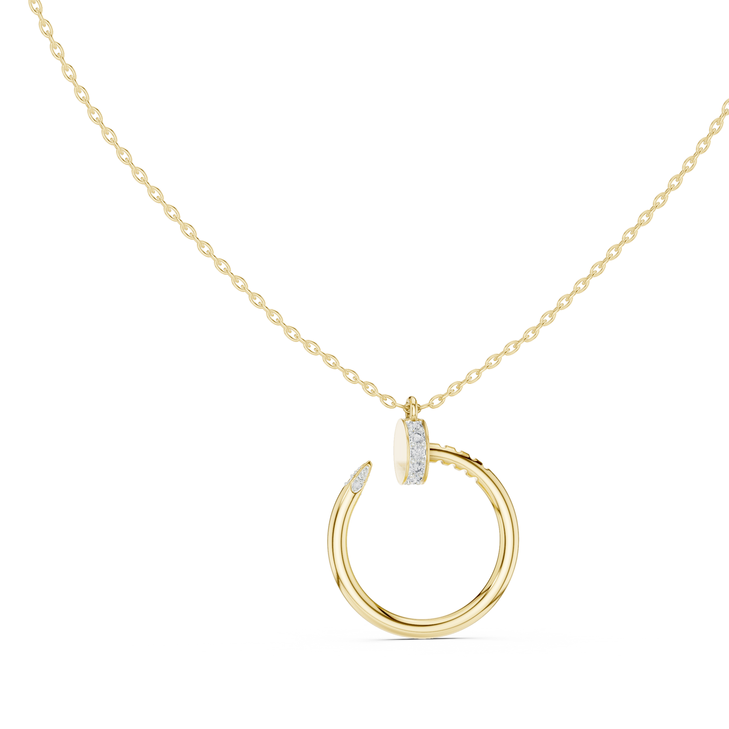 Stylish Open Ring Diamond Pendant Necklace for Women