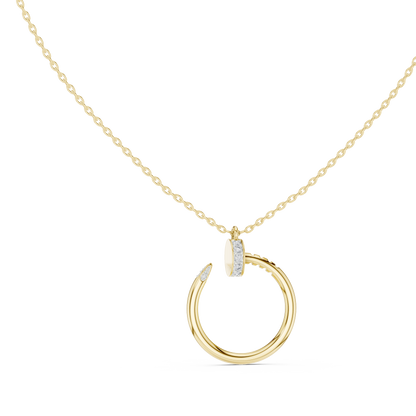 Stylish Open Ring Diamond Pendant Necklace for Women