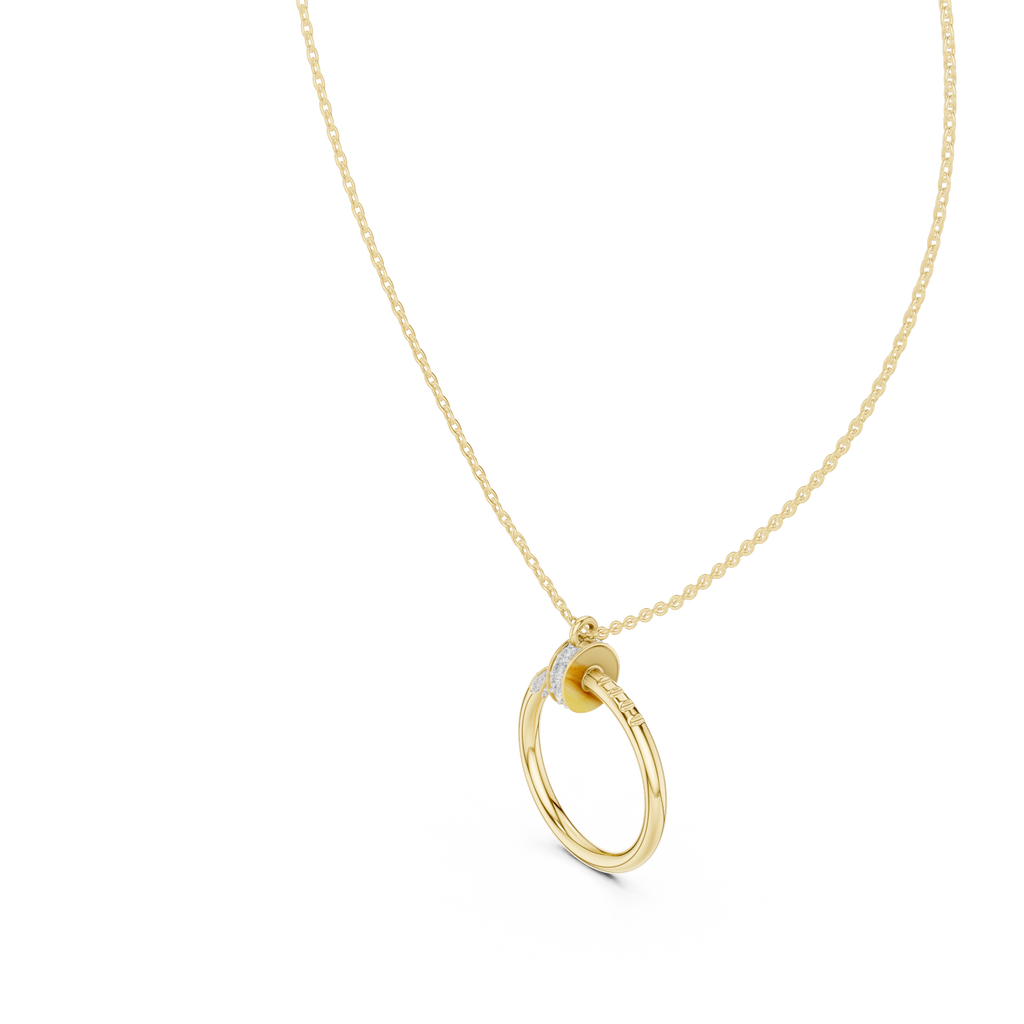 Stylish Open Ring Diamond Pendant Necklace for Women