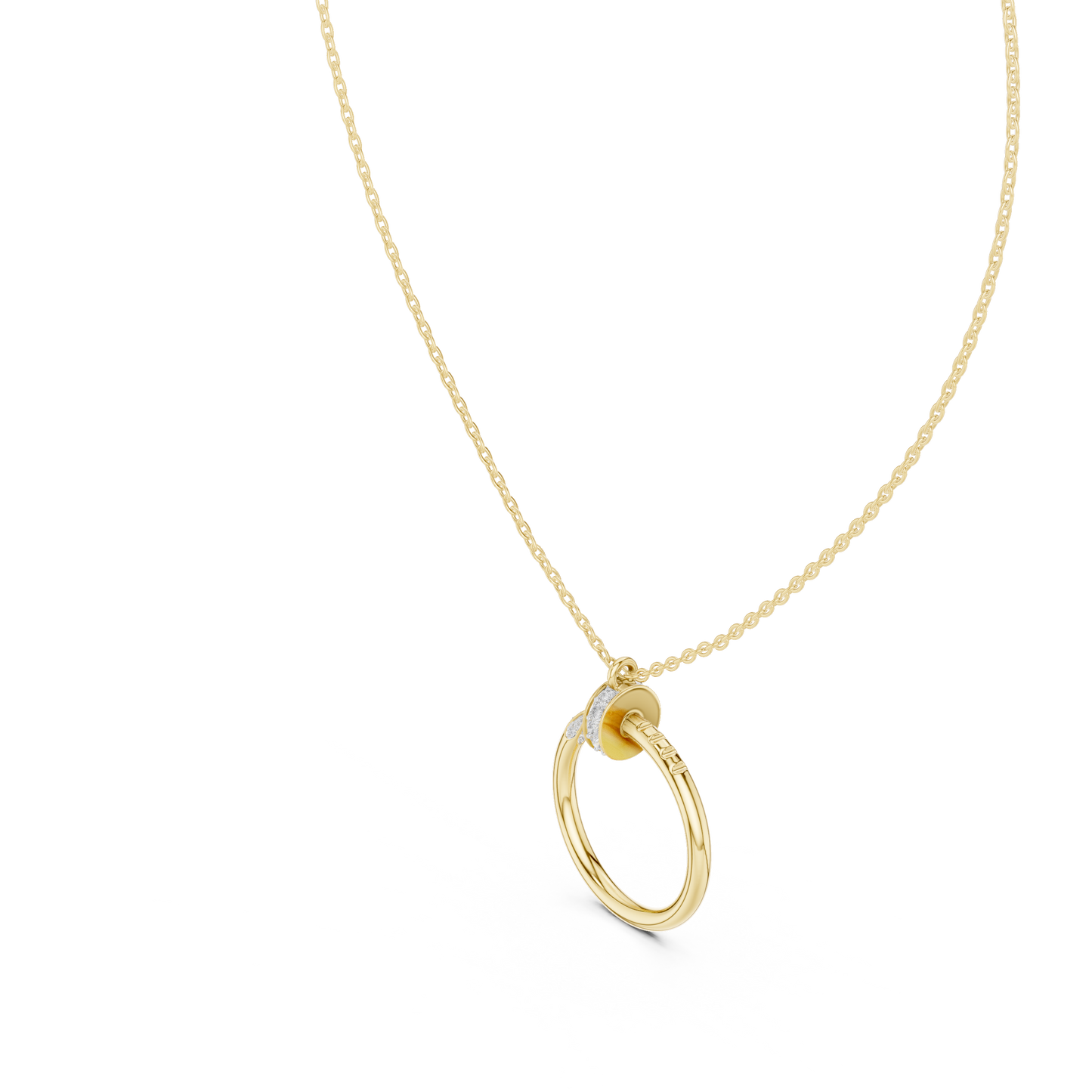 Stylish Open Ring Diamond Pendant Necklace for Women