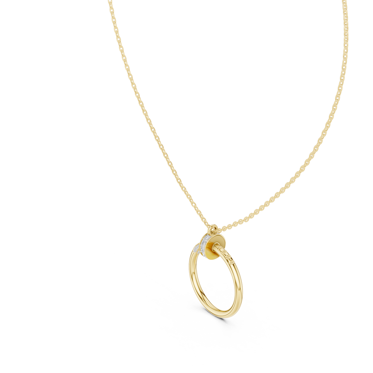 Stylish Open Ring Diamond Pendant Necklace for Women