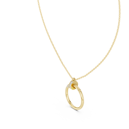 Stylish Open Ring Diamond Pendant Necklace for Women