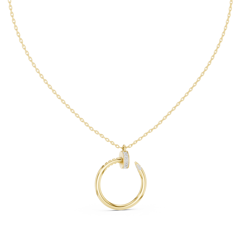 Stylish Open Ring Diamond Pendant Necklace for Women