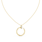 Stylish Open Ring Diamond Pendant Necklace for Women