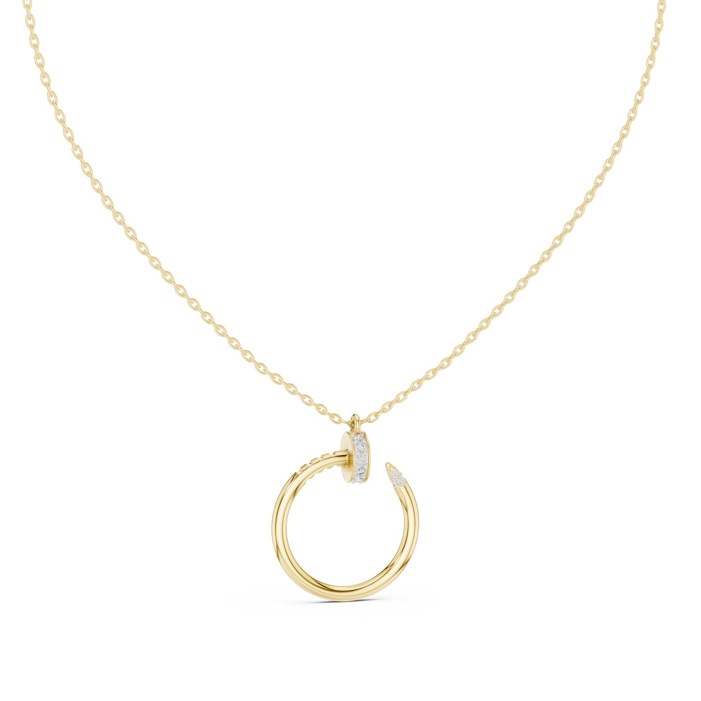 Stylish Open Ring Diamond Pendant Necklace for Women