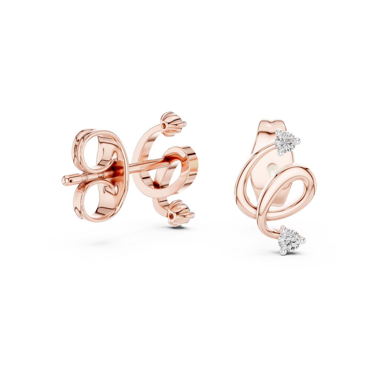 Elegant Twist Loop Diamond Earrings