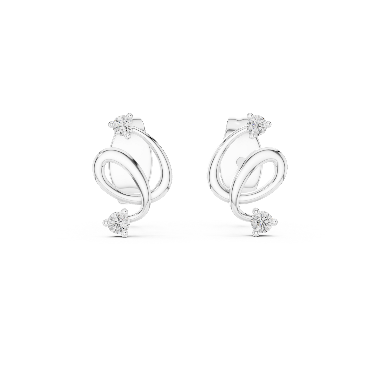 Elegant Twist Loop Diamond Earrings