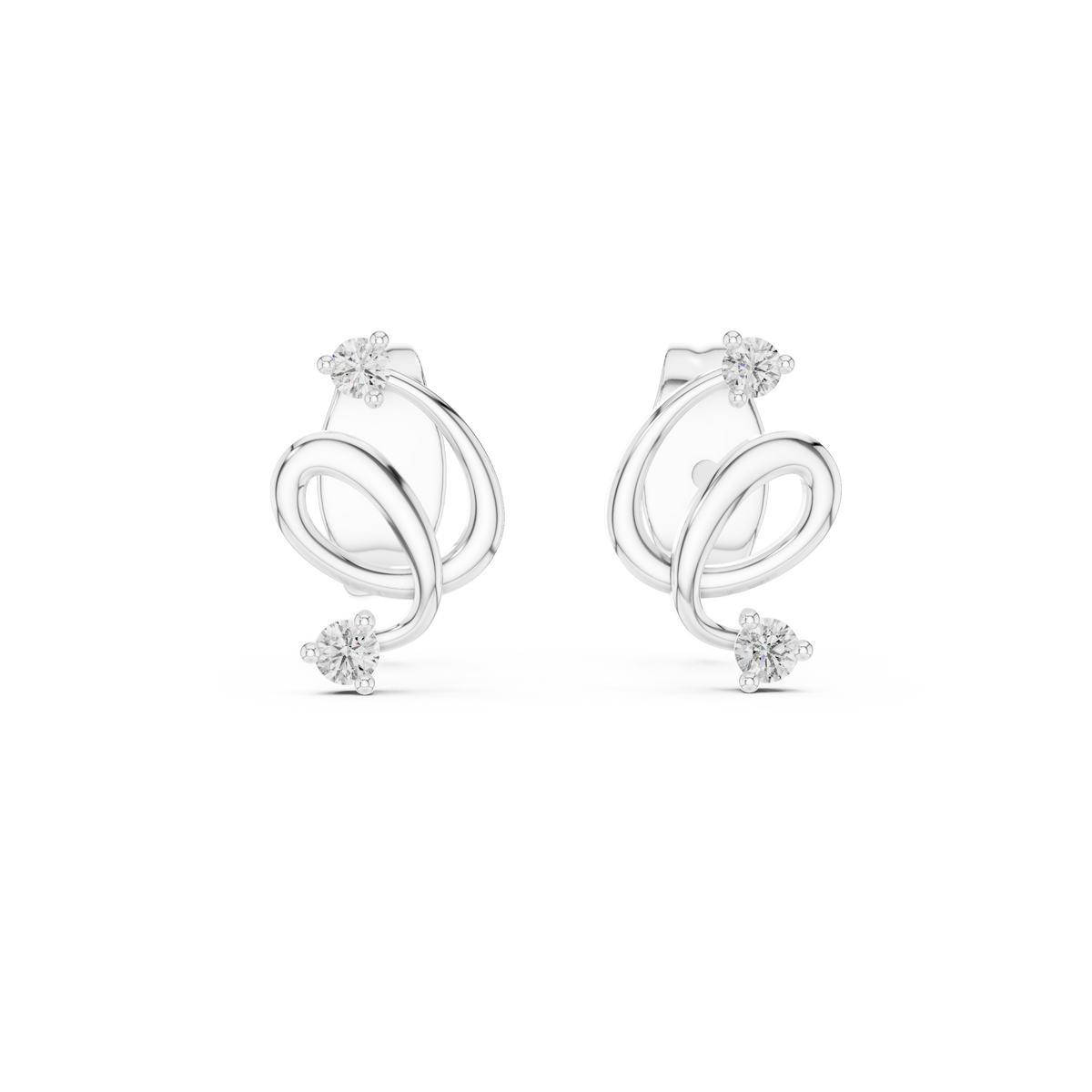Elegant Twist Loop Diamond Earrings