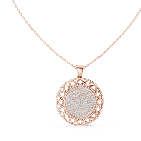 Modern Rose Gold Diamond Circle Necklace