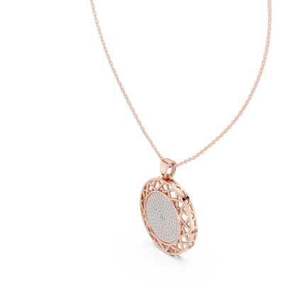 Modern Rose Gold Diamond Circle Necklace